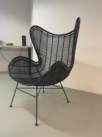 HK Living rotan Egg chair zwart