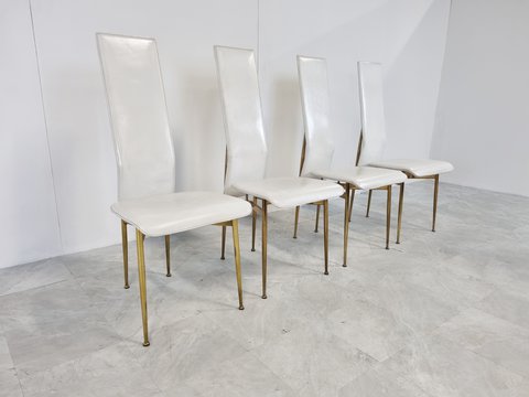 4x Vintage S44 dining chairs by Giancarlo Vegni for Fasem, set of 4, 1980s