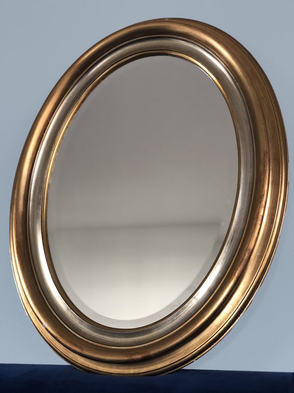 Facettenschliff-Spiegel aus der Mitte des Jahrhunderts in Gold und Silber