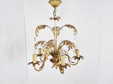 Vintage metal palm chandelier