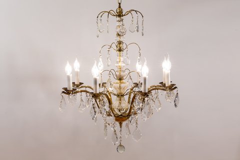 Vintage French crystal chandelier 8 arms