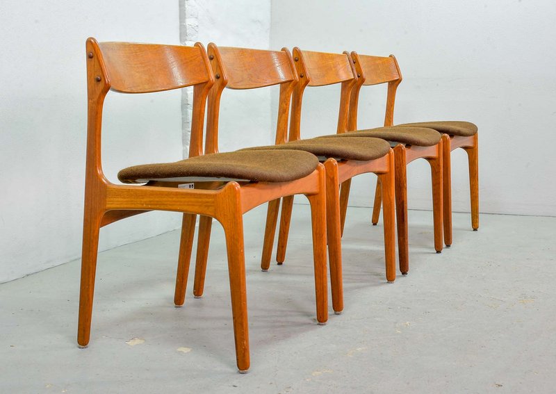 4 Erik Buch Danish Design Teak Dining Chairs for Oddense / O.D. Møbler