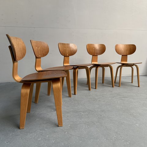 Set/5 dining chairs SB02 by Cees Braakman for Pastoe - Netherlands 1950s