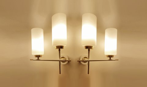 2x Vintage Franse Wandlampen