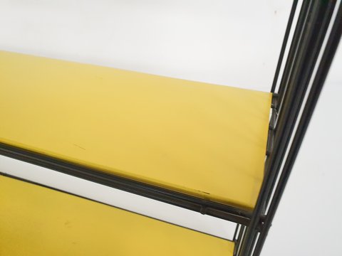 Tjerk Reijenga for Pilastro, Black and yellow metal room divider or bookcase, The Netherlands 1960's