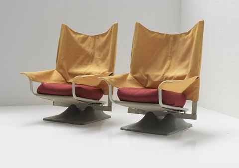 Set aus passenden AEO-Loungesesseln aus Originalstoff von Paolo Deganello für Cassina