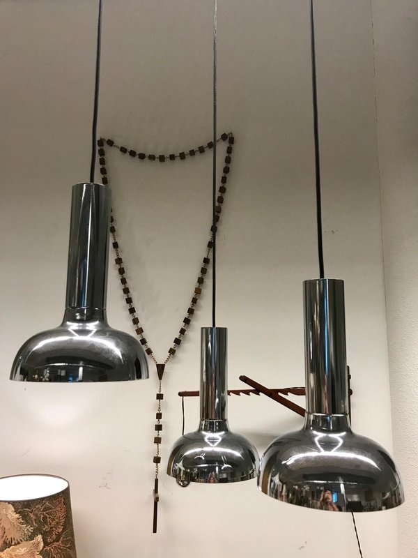 Jaren 70 hanglamp chroom