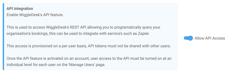 Organisation API Access