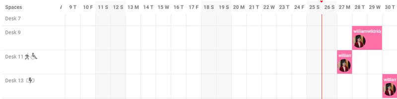 Upcoming Desk Bookings