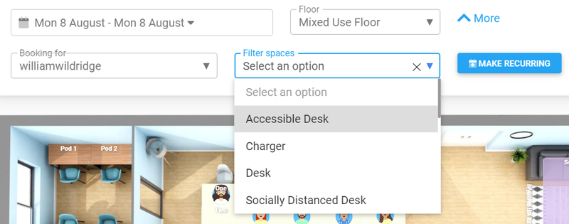 filtering by bookable space tag