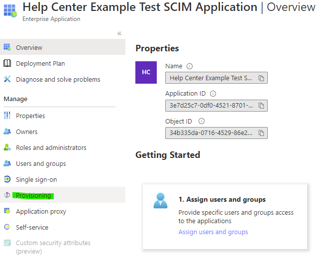 provisioning section