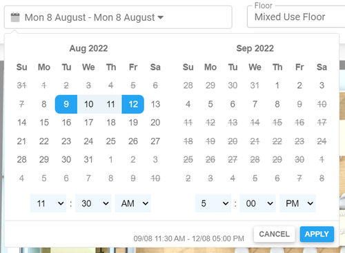 several days date selection