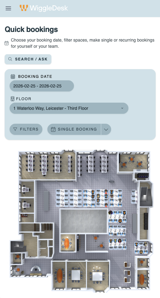 Desk booking product preview