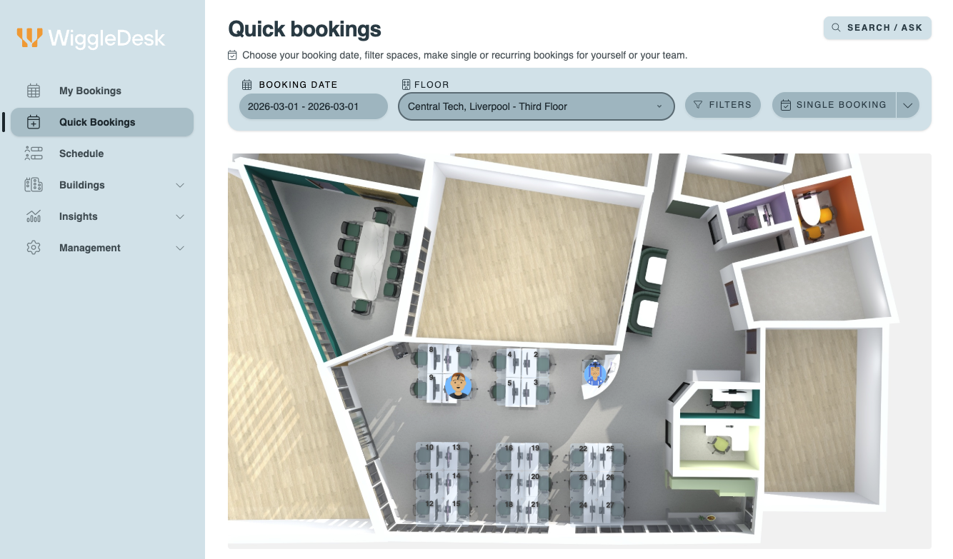 WiggleDesk dashboard preview