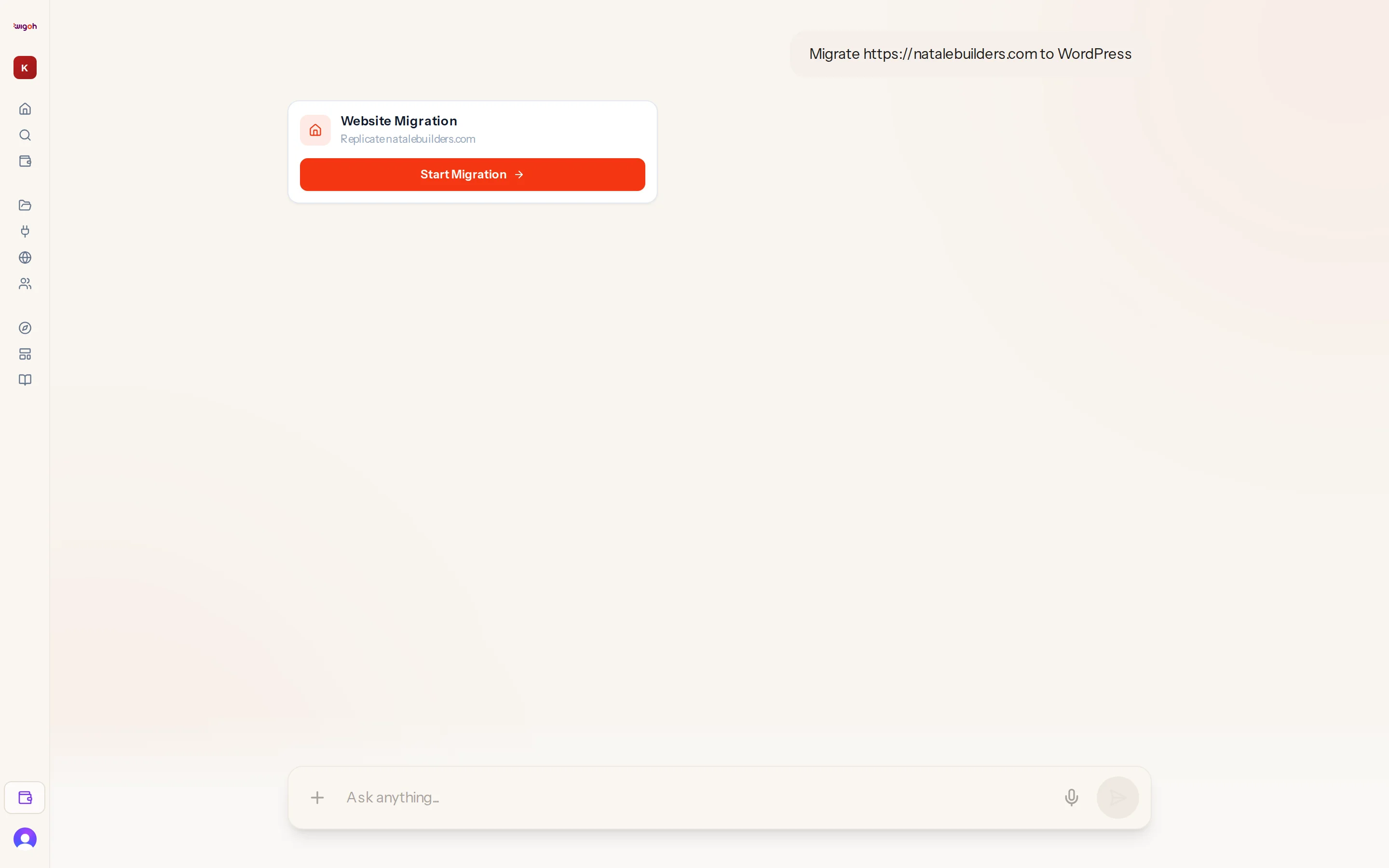 The onboarding chat showing the assistant's summary and the confirmation card