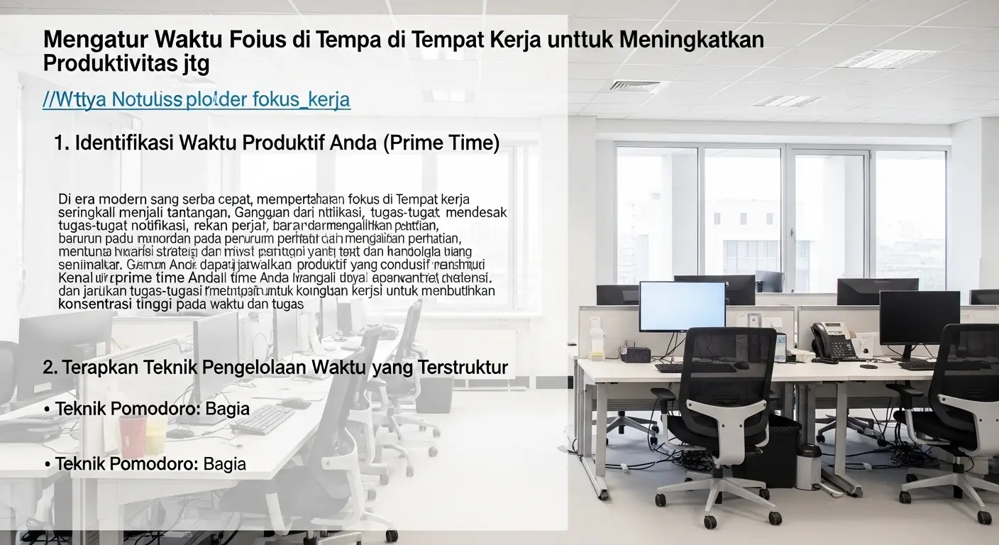 Mengatur Waktu Fokus di Tempat Kerja untuk Meningkatkan Produktivitas