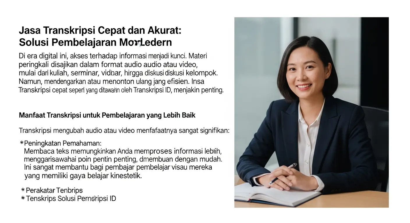 Jasa Transkripsi Cepat dan Akurat untuk Pembelajaran Efektif