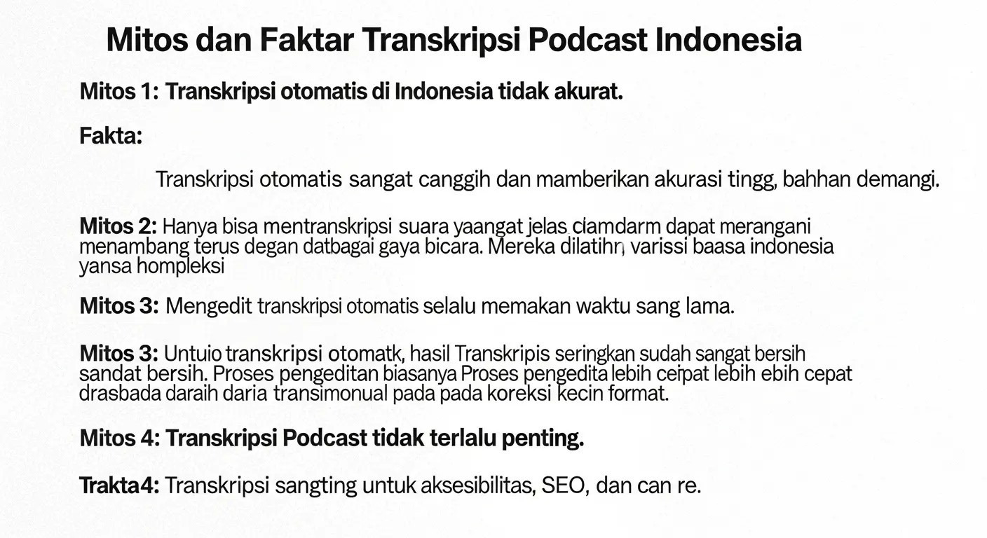 Mitos dan Fakta Seputar Transkripsi Podcast Indonesia