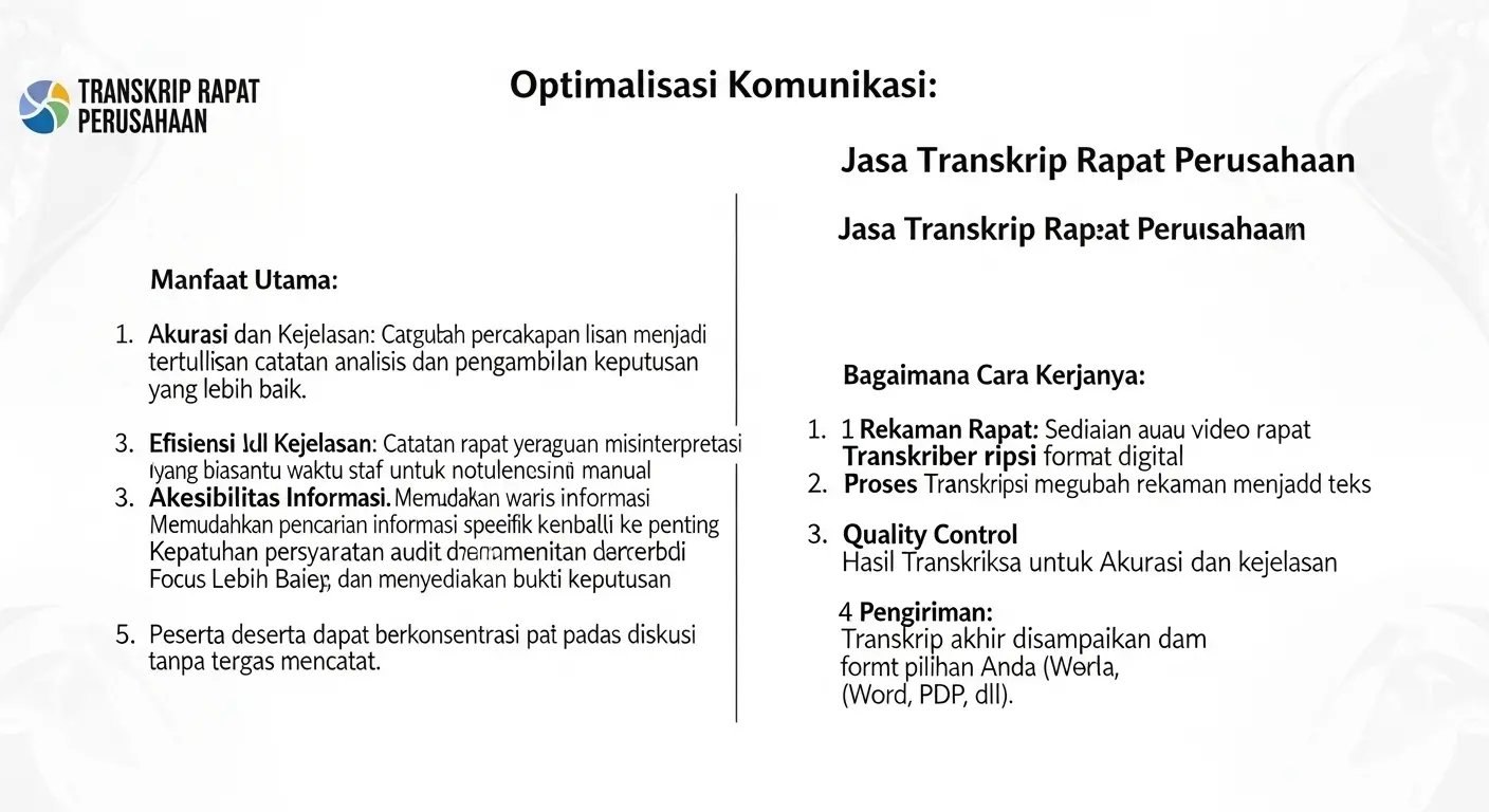 Jasa Transkrip Rapat Perusahaan: Optimalisasi Komunikasi