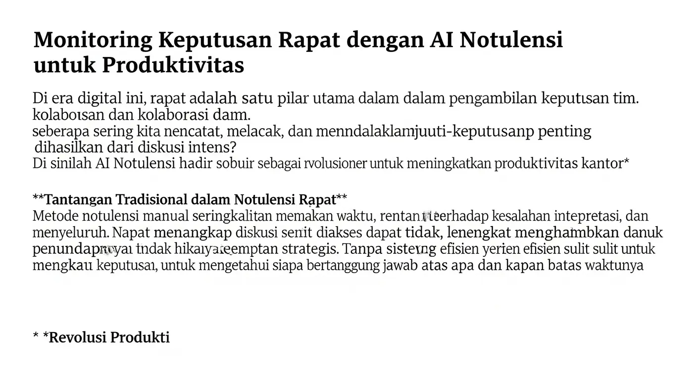 Monitoring Keputusan Rapat dengan AI Notulensi untuk Produktivitas