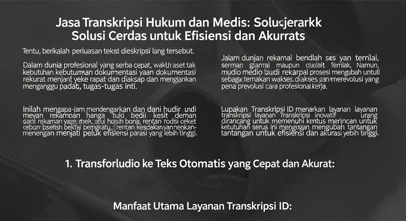 Jasa Transkripsi Hukum dan Medis: Solusi Cerdas untuk Efisiensi