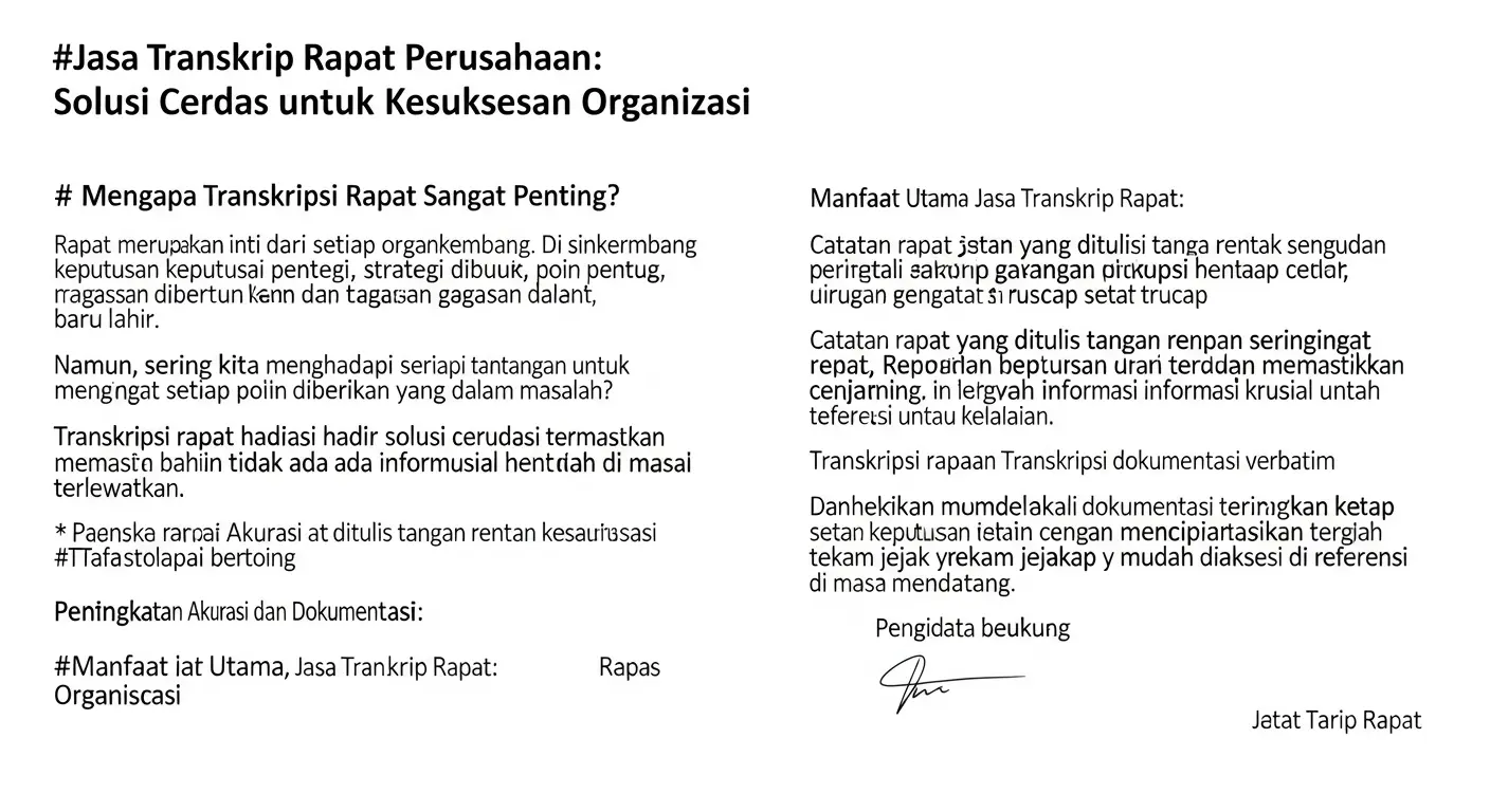 Jasa Transkrip Rapat Perusahaan: Solusi Cerdas untuk Kesuksesan Kita