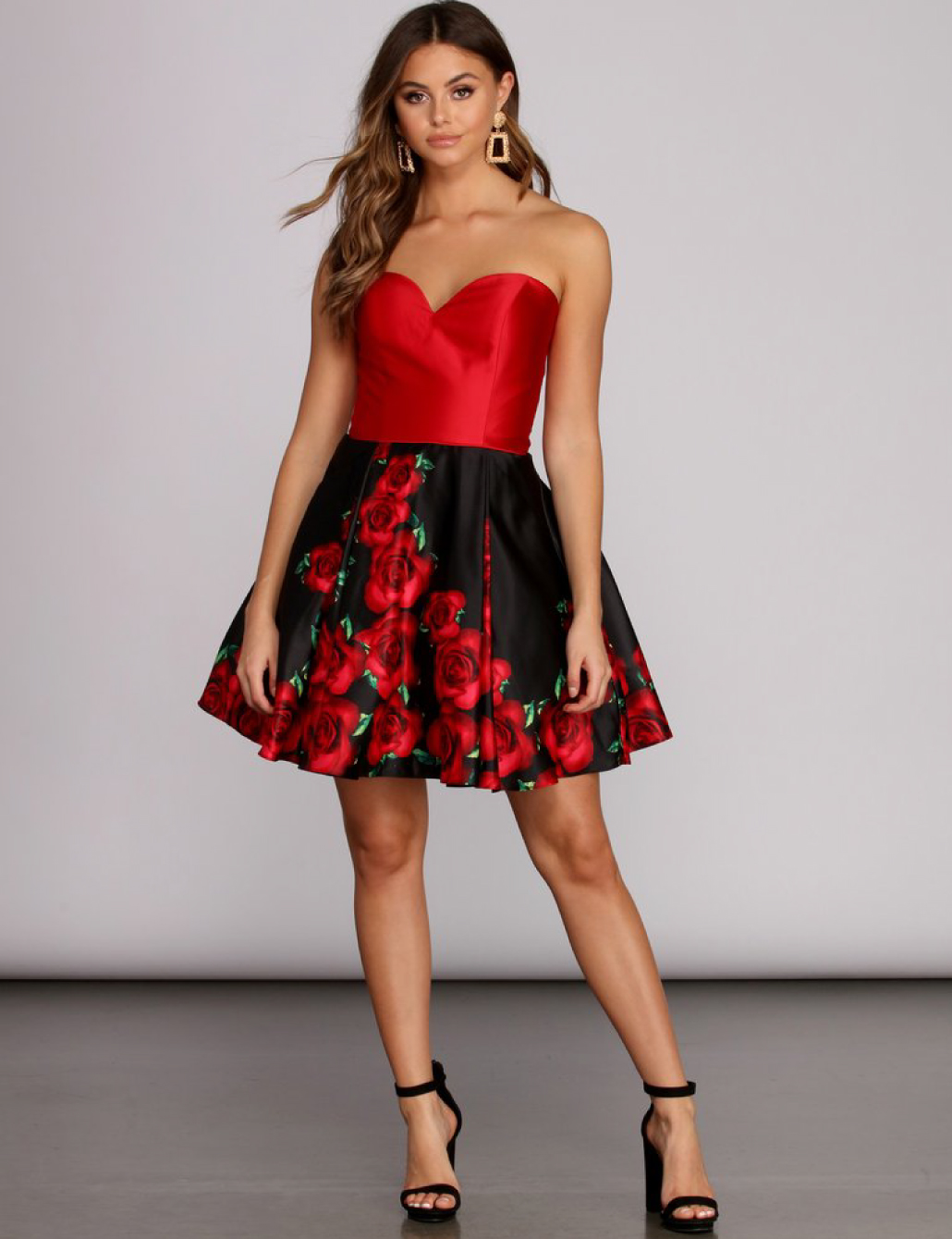 red silk hoco dress