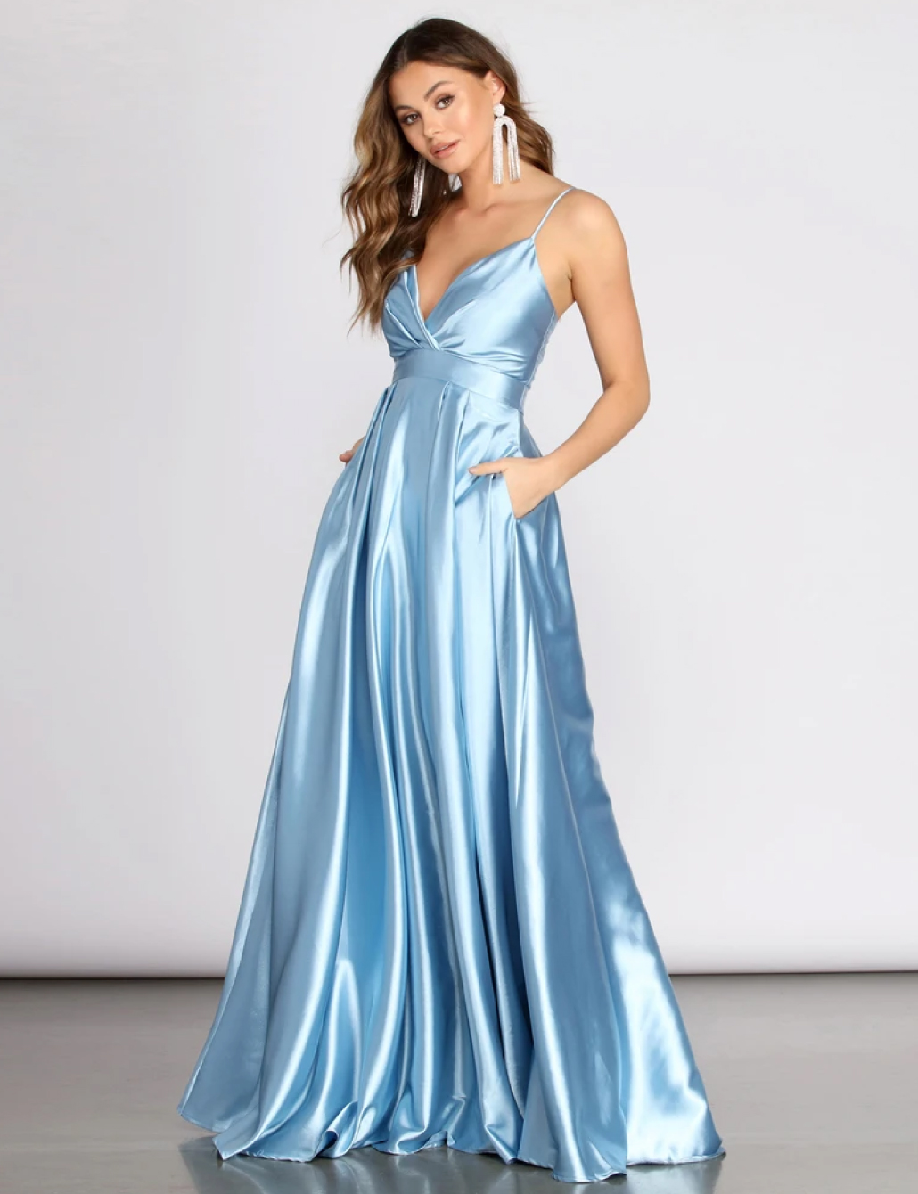 Sapphire Blue Evening Gown, Blue Winter Formal Dress, Wedding