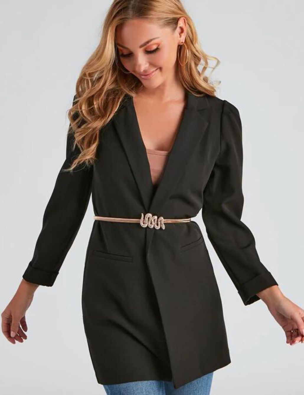 Corset Blazer Dress with Chain - Black