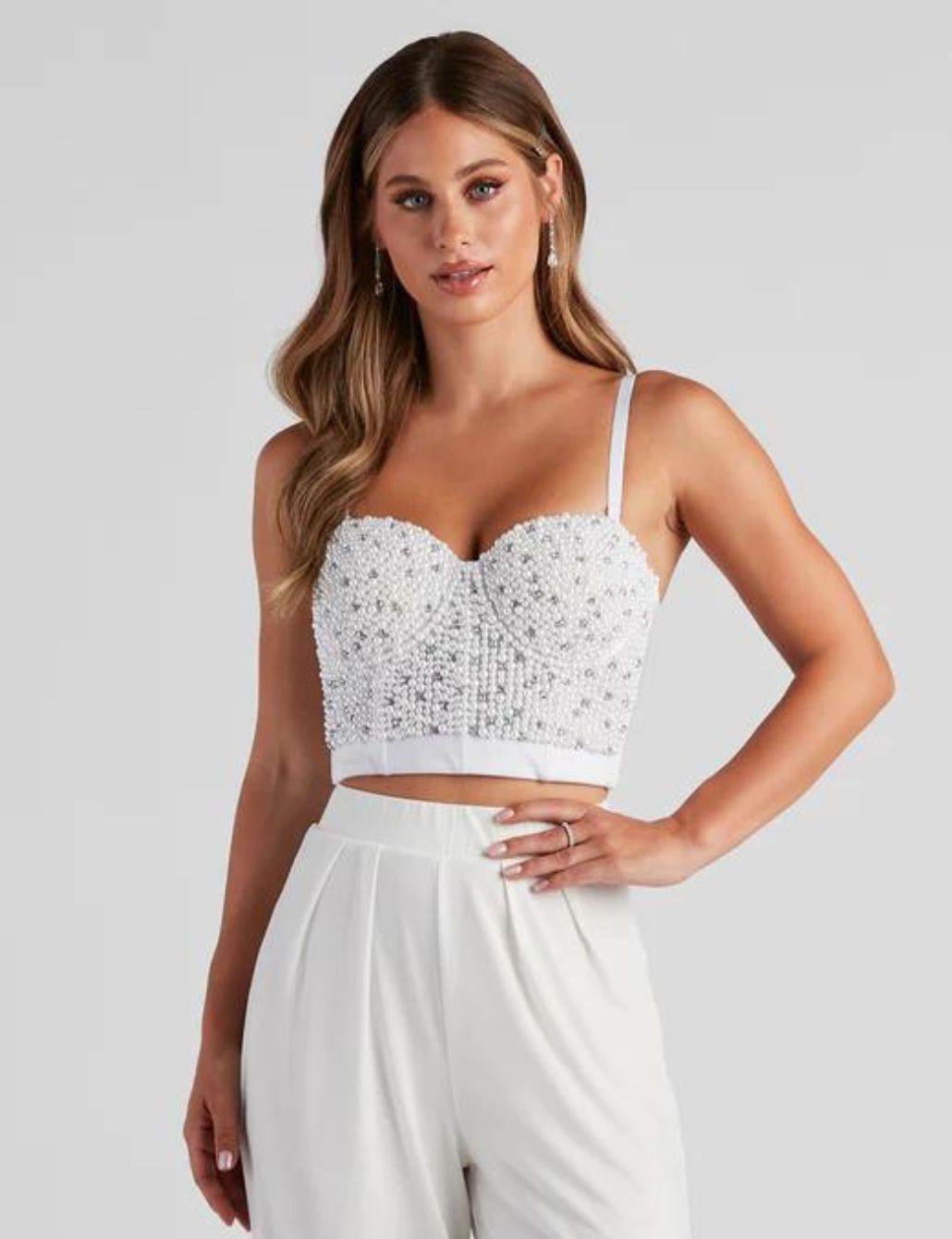 Ruched Corset White Going Out Top –