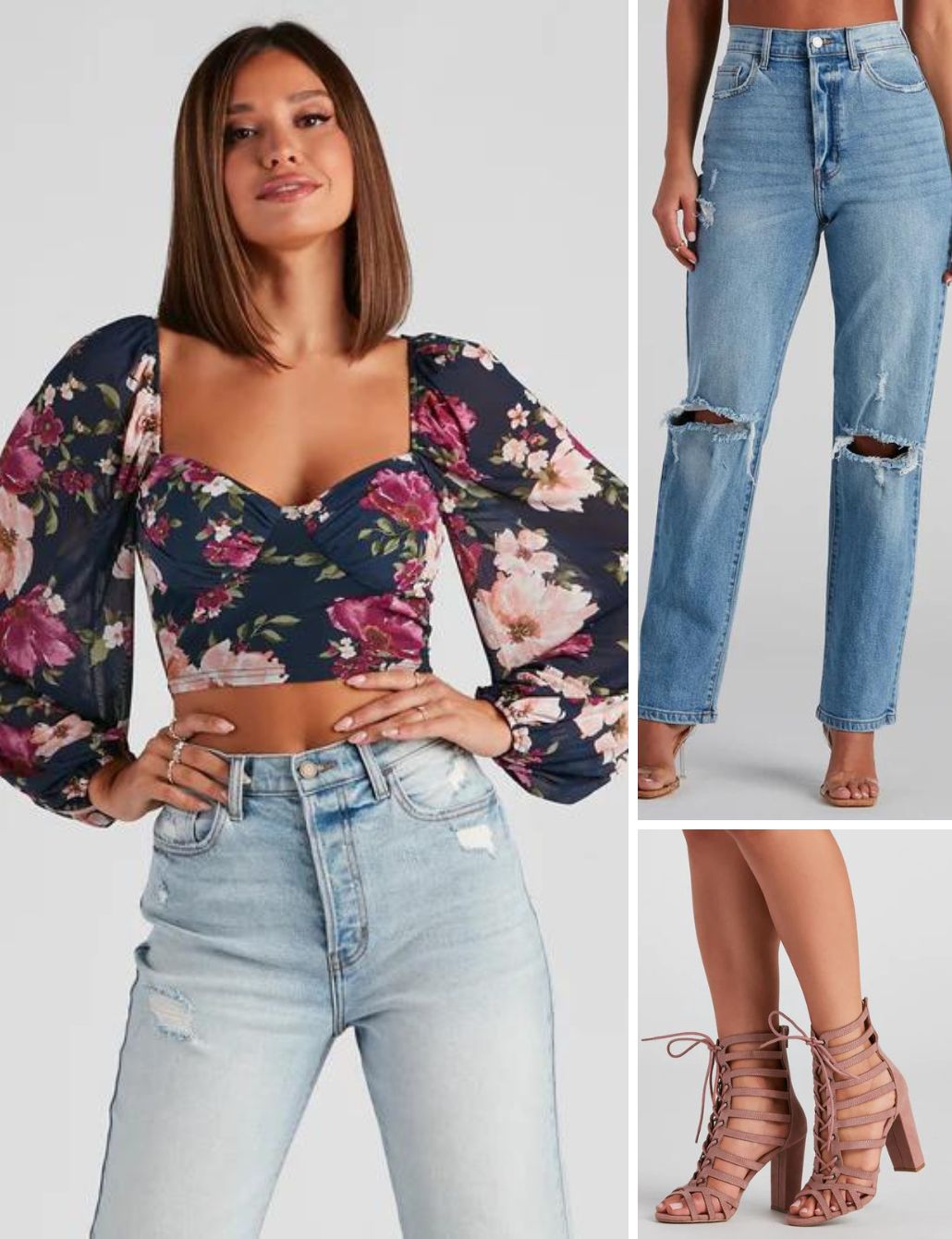 Angel Sleeve Floral Corset Top