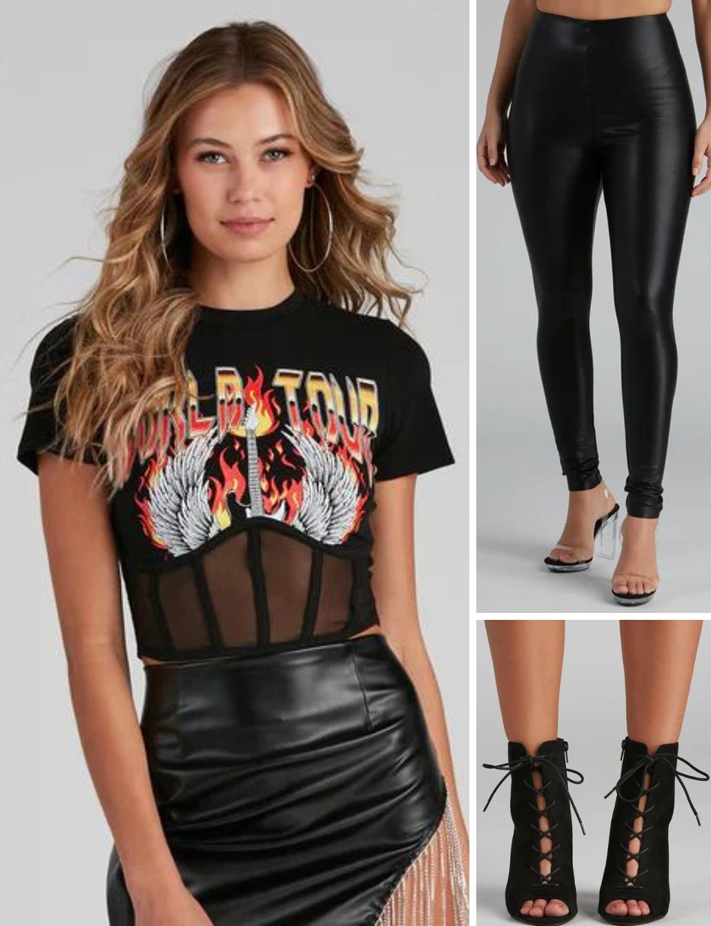 Black Bustier Top with Leather Pants Outfits (4 ideas & outfits)