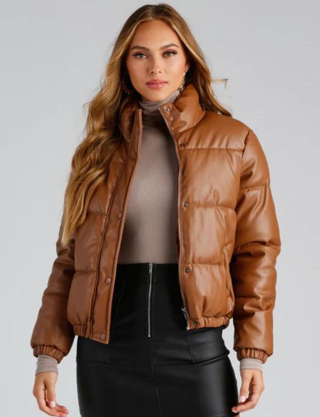 Shape Cream Faux Leather Cropped Jacket