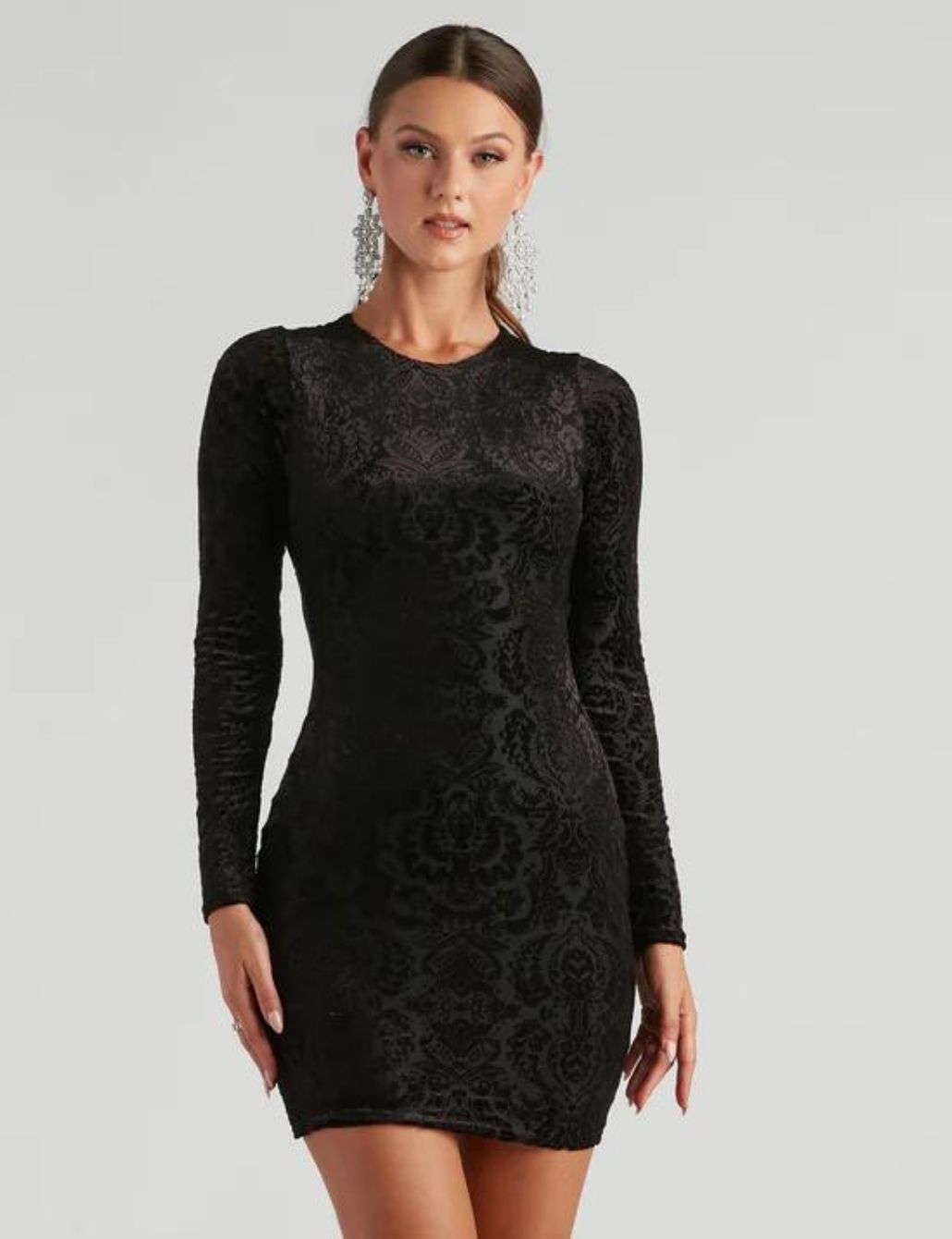 Long black velvet sales dress with sleeves