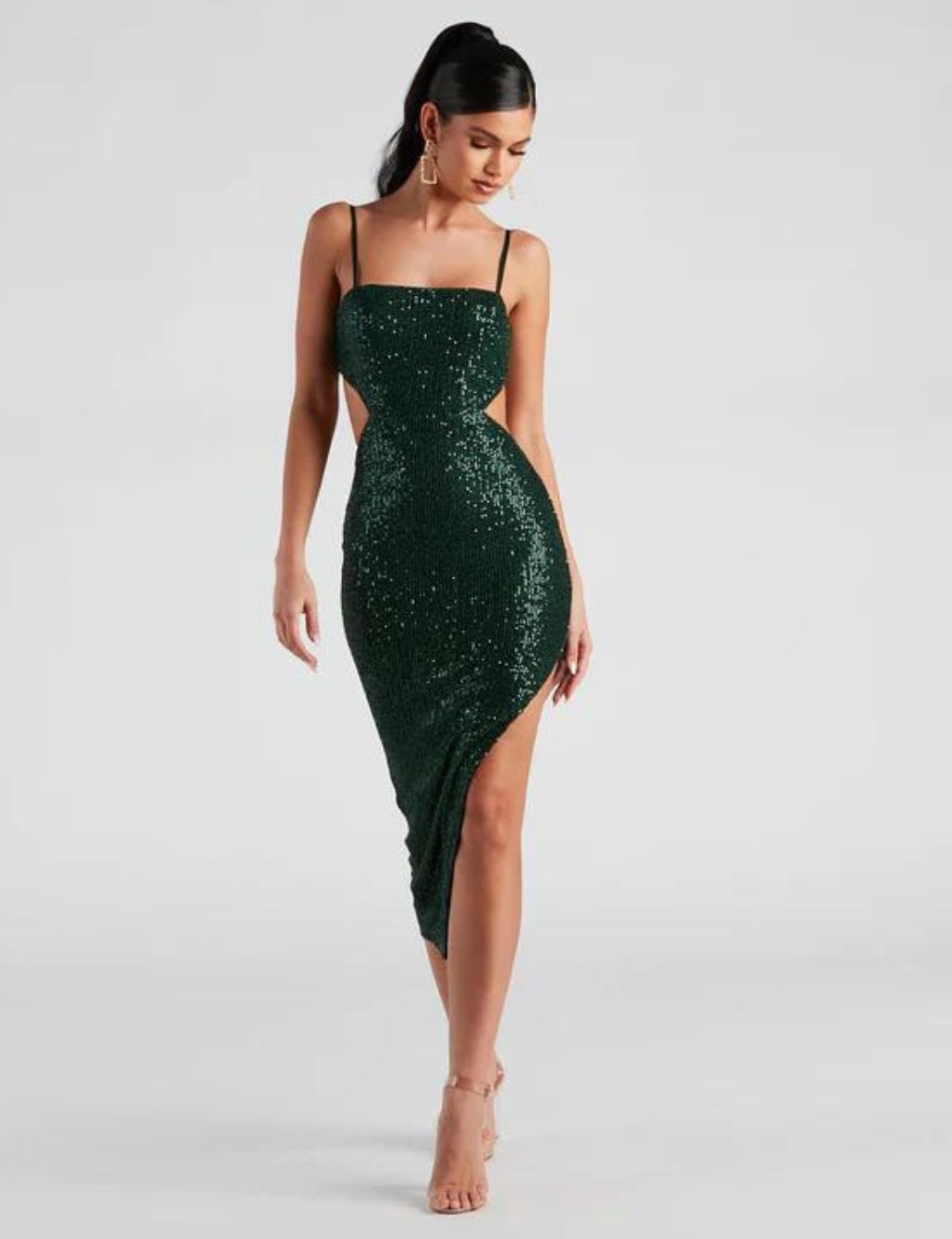 Beautiful Sequin Party Dress, Hot Party Dress, Green Sequin Club Dress,  Long Evening Dress, Party Wear for Women's, Long Mop Party Dress -   Canada