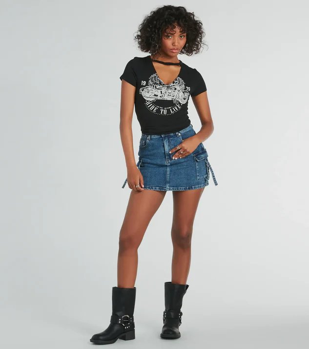 Denim skirt concert outfit online