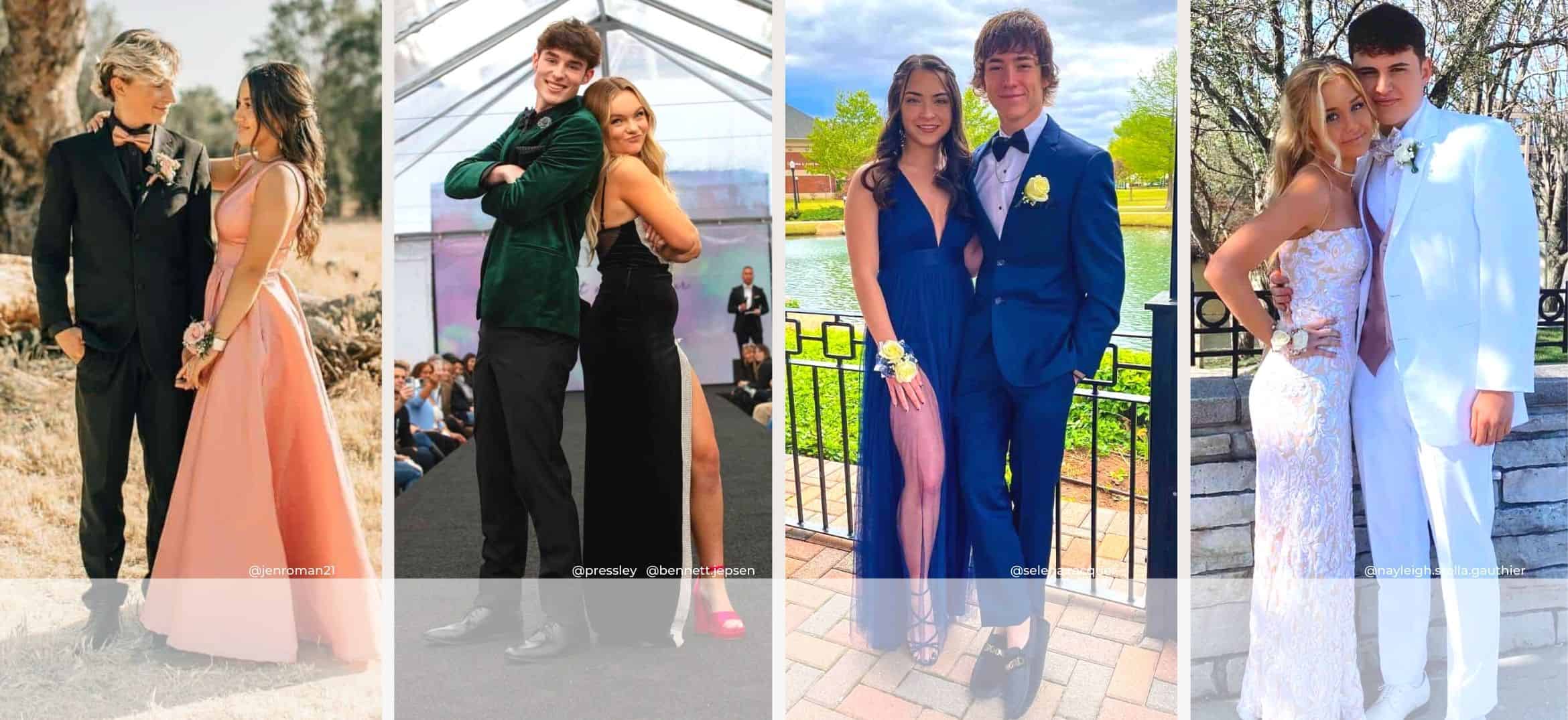 matching prom couples gold