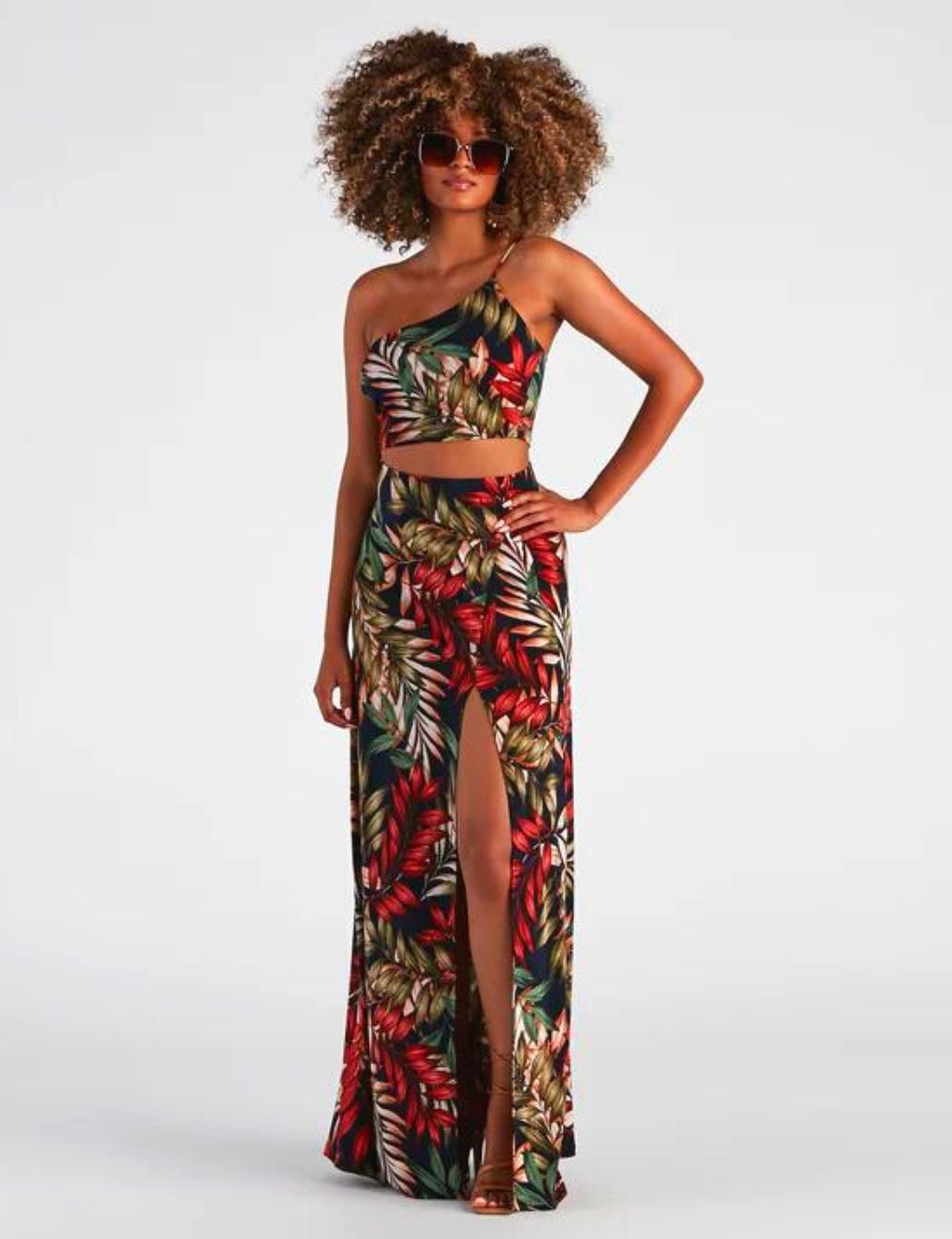 When in Cabo Two Piece Crop Top and Maxi Skirt Set - Black