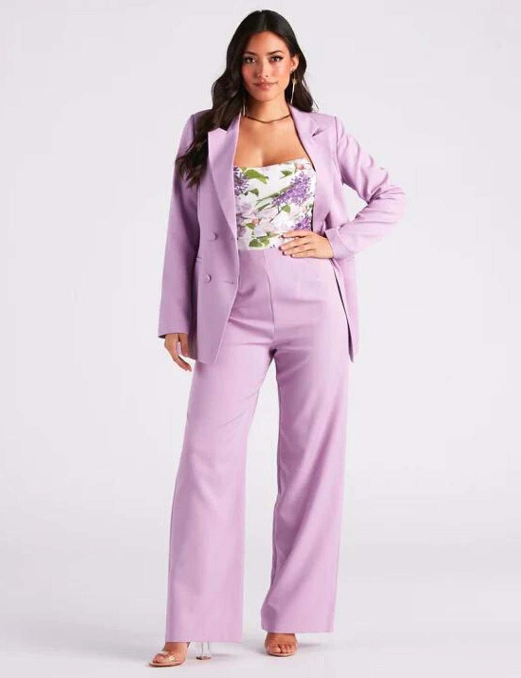 Plus Size Spring Mix & Match Two Piece Pant Suit - Multi Color