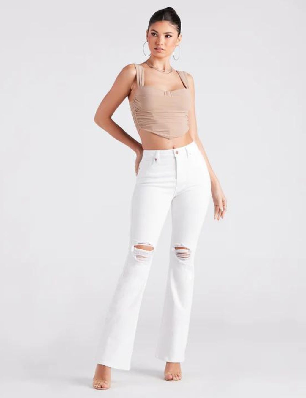 White High Rise Wide Leg Jeans - ONLY