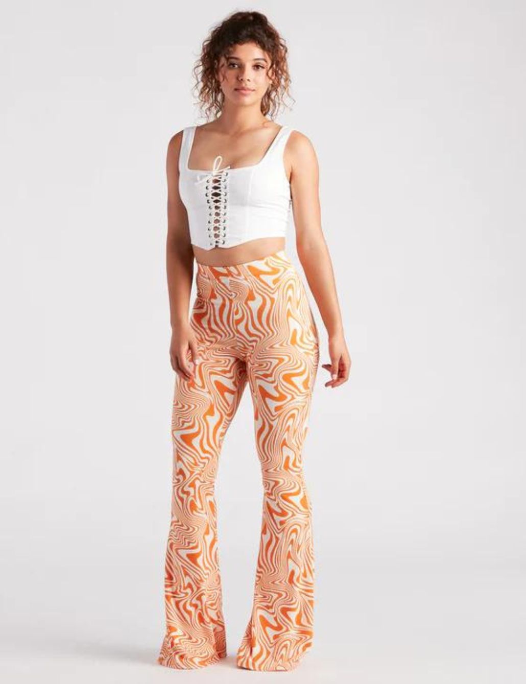 Another Girl Swirl Knit Flare Trousers