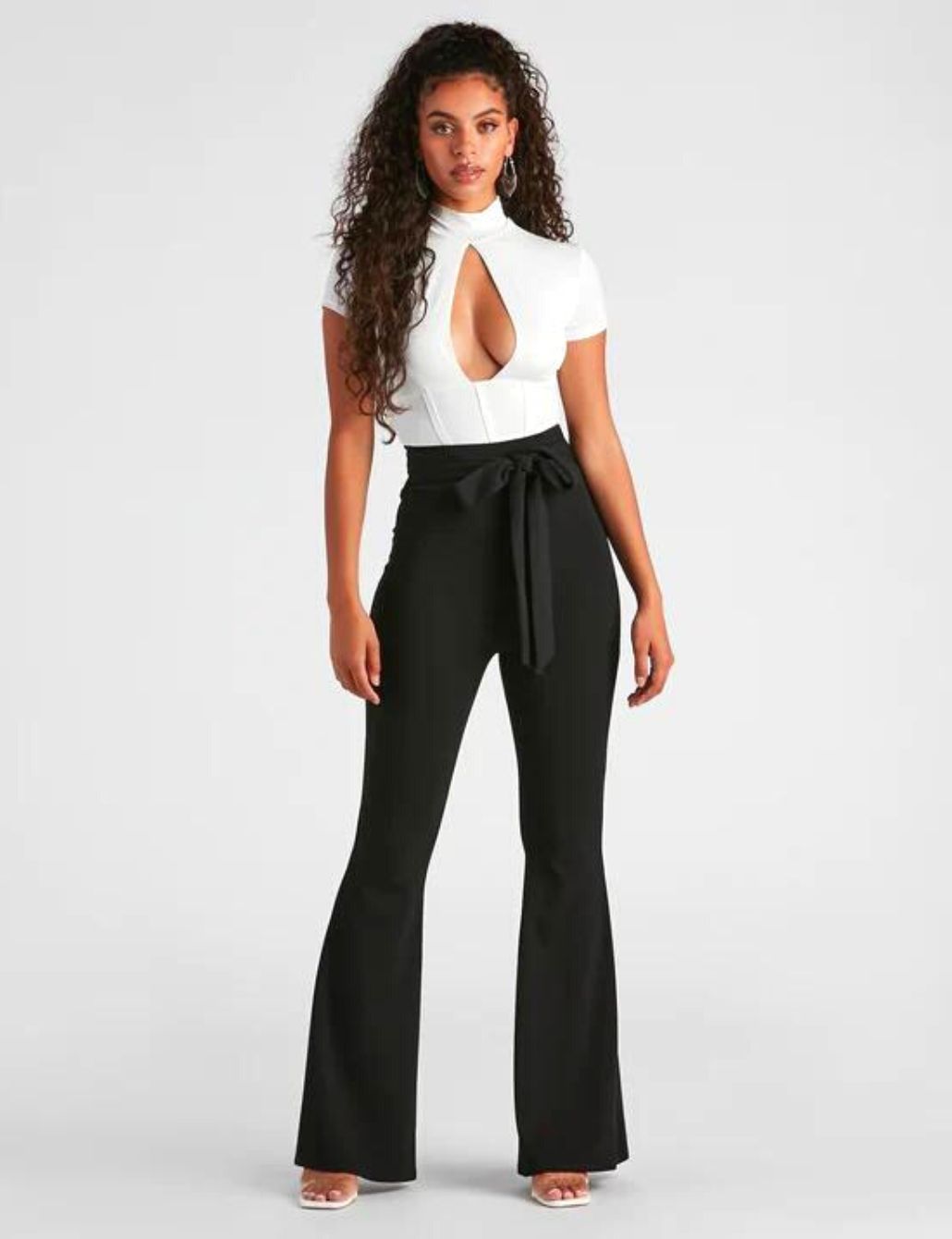 Black Black Double Satin Flared Pants | GANNI US