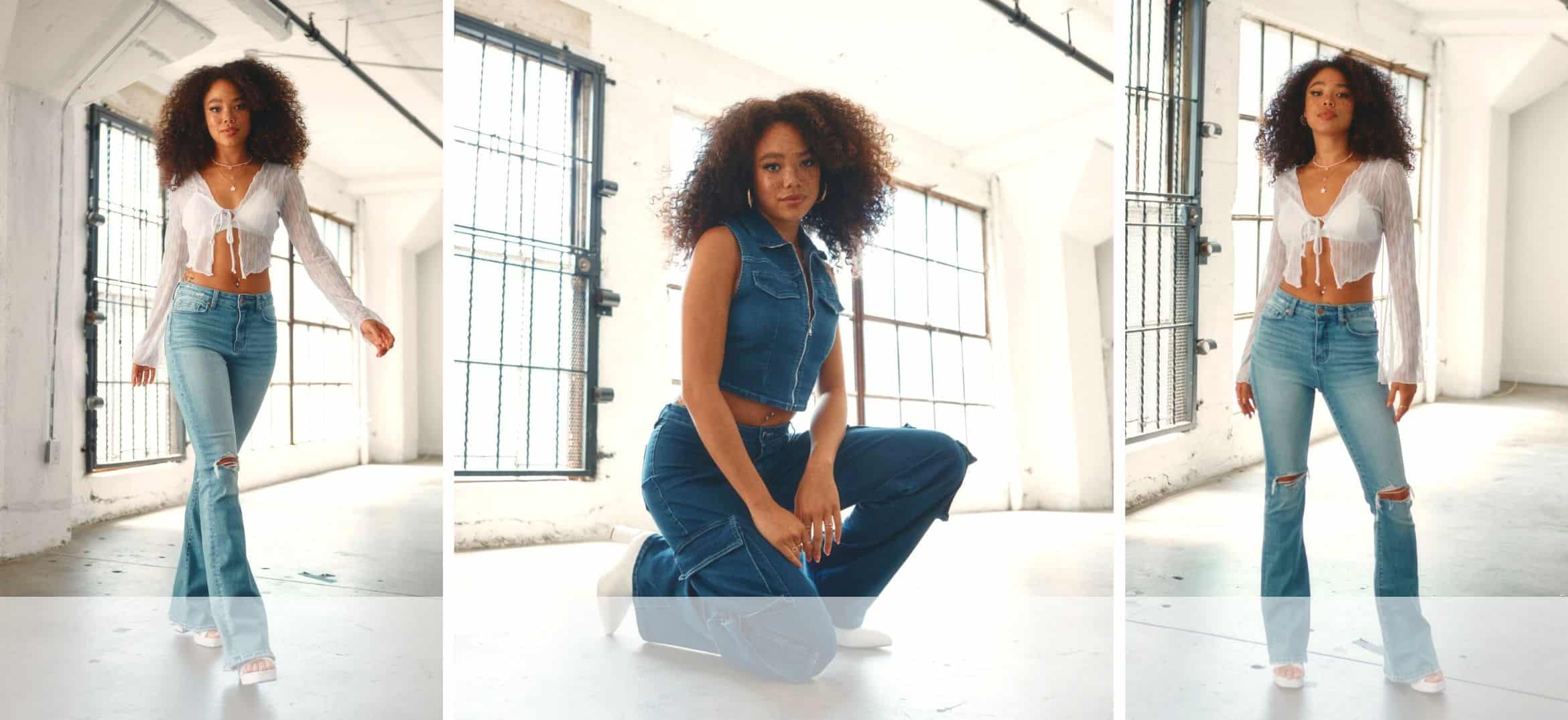 Wide leg pants, white denims, satin blouse, brunch outfit.