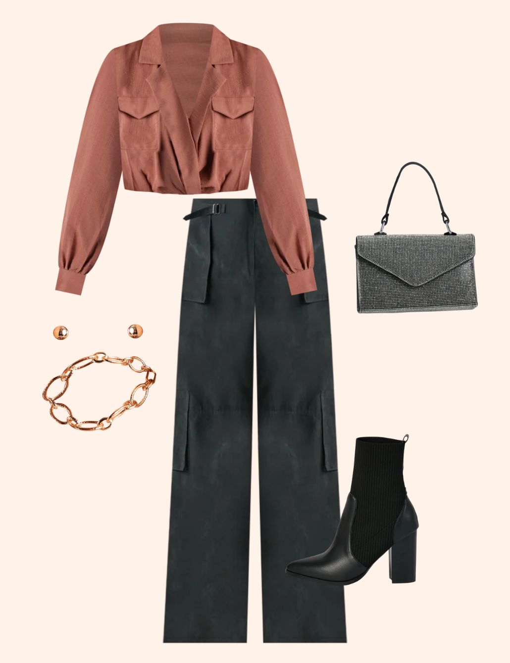 Work Outfit Idea: Color-Block Trouser Pants, a Thin Knit, and