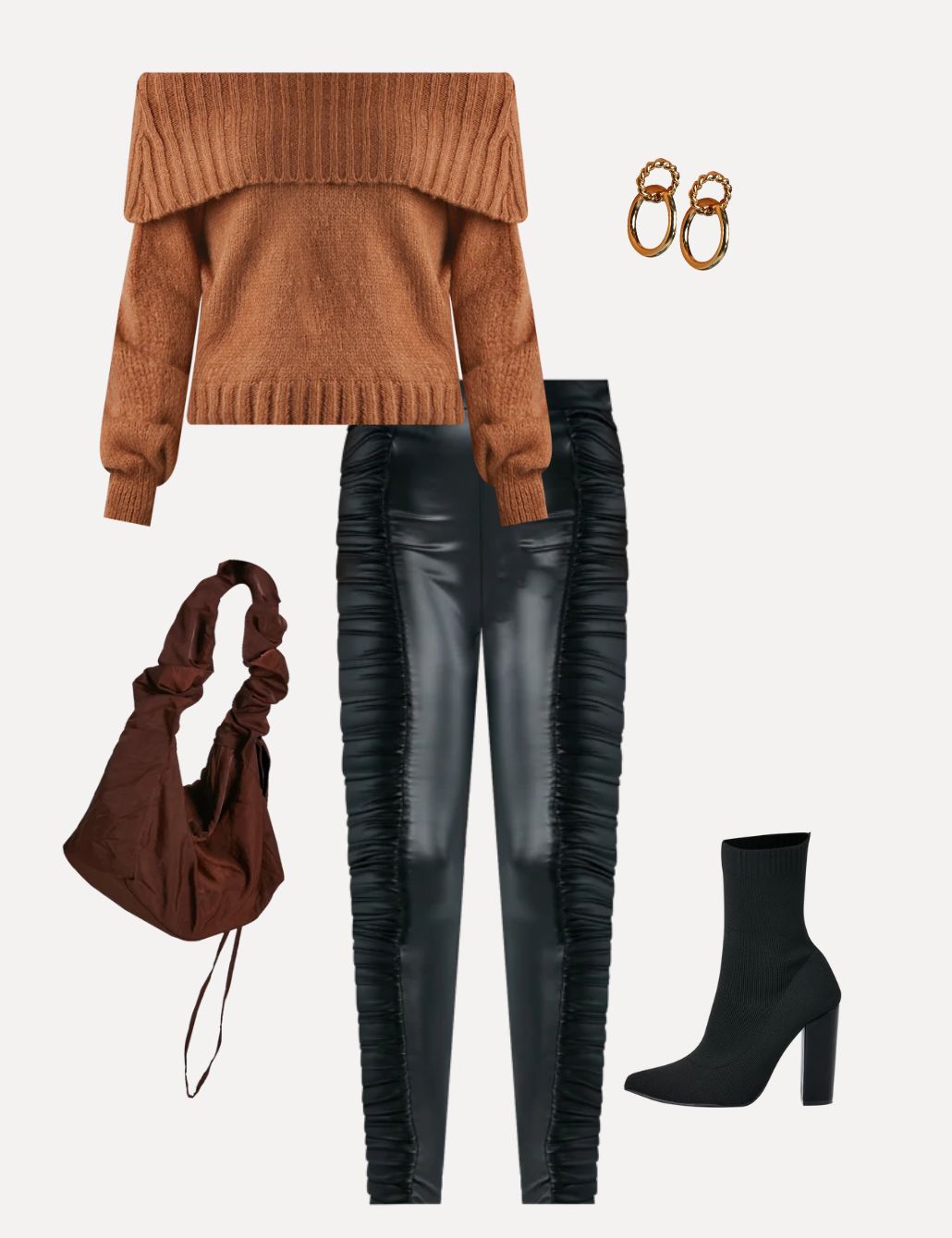 Brown Suede Ankle Boots with Black Leather Leggings Outfits (5