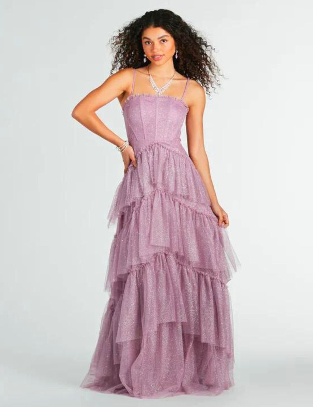 Queendancer Women Lavender Strapless Tiered Tulle Corset Prom Dress with  Appliques – queendanceruk