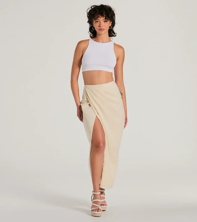 Side-Wrap Midi Skirt with Racer Tank Sumer Date Night Outfit