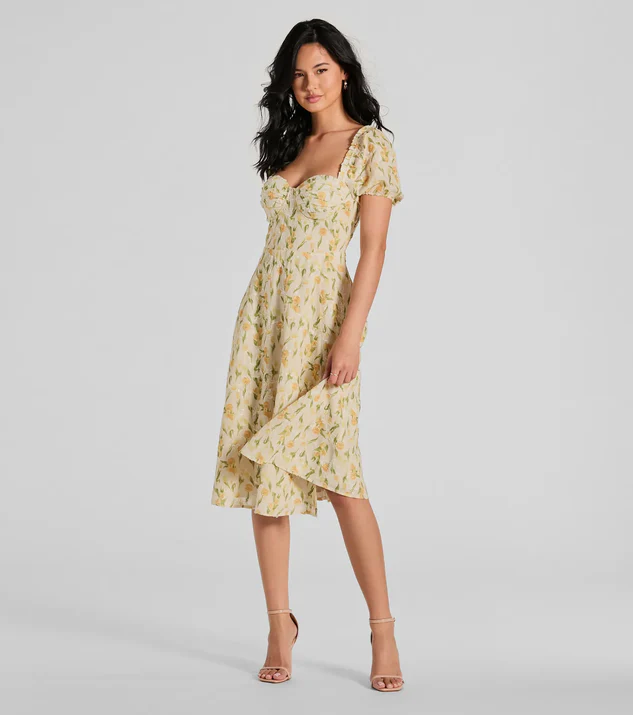 flowy milkmaid dress Daisy Floral Tie Front Flowy Milkmaid Dress – Amy's Cart main image 1