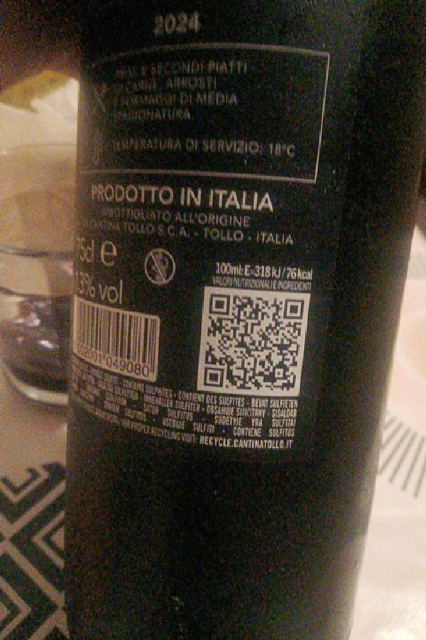 Unidentified Cantina Tollo Wine - Image 1