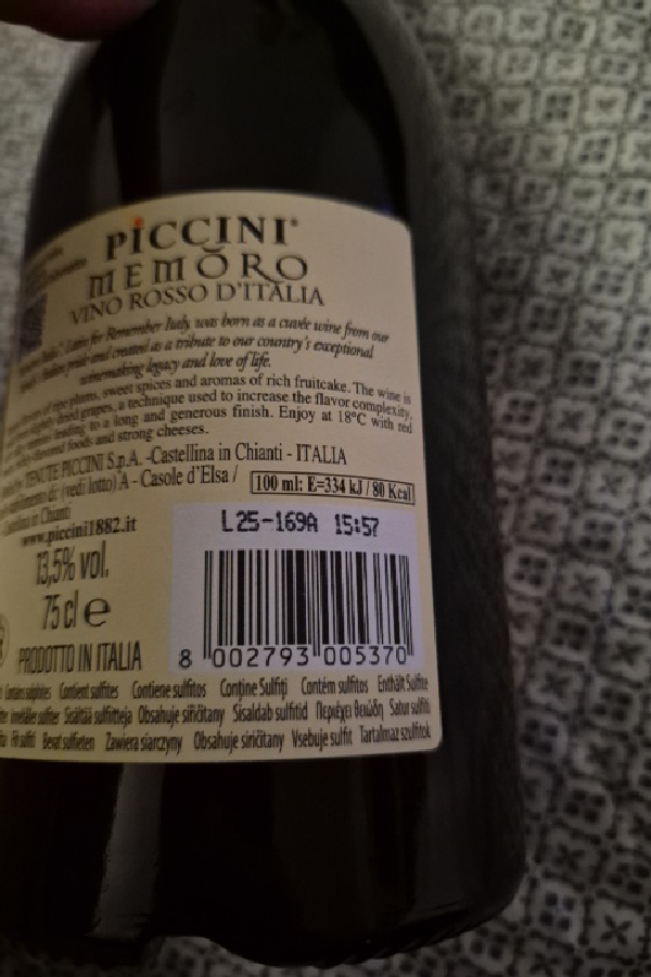 Piccini Memoro Vino Rosso d'Italia - Image 1
